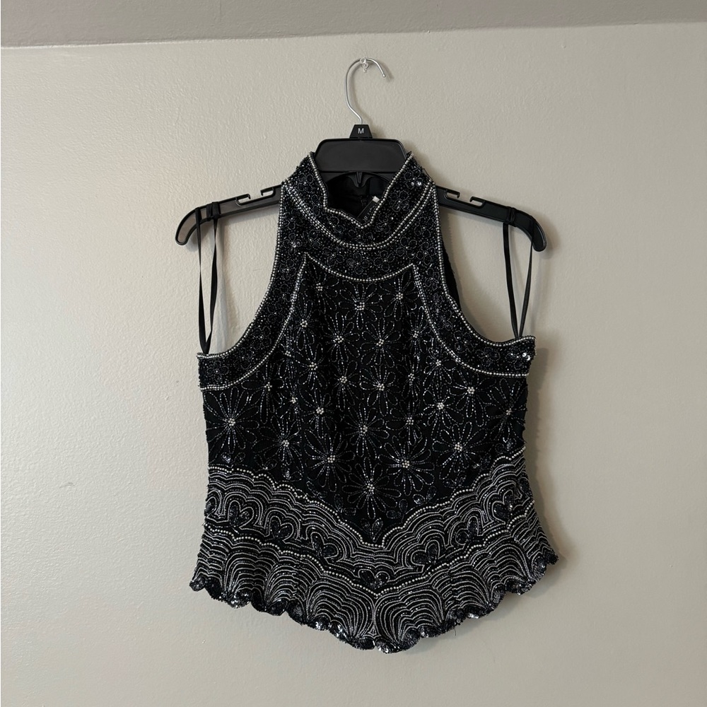 Papelle Evening Beaded Halter Top